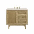 James Martin Vanities Laurent 36in Single Vanity, Light Natural Oak w/ 3 CM Eternal Marfil Top 545-V36-LNO-3EMR